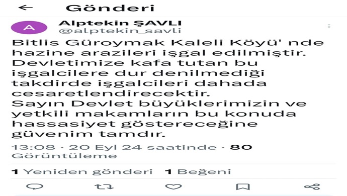 ALPTEKİN ŞAVLI `DAN BAKAN MURAK KURUM `A ÇAĞRI